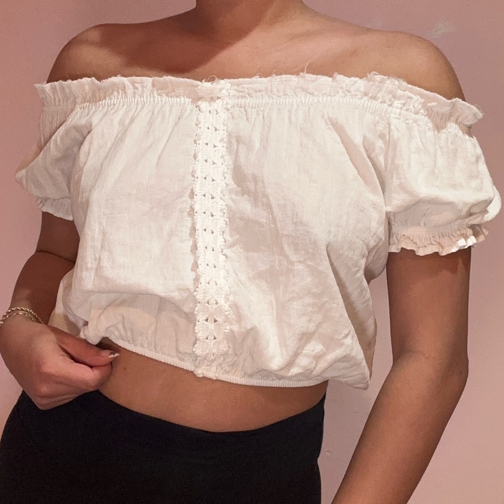 Off-Shoulder White Ruffle Top